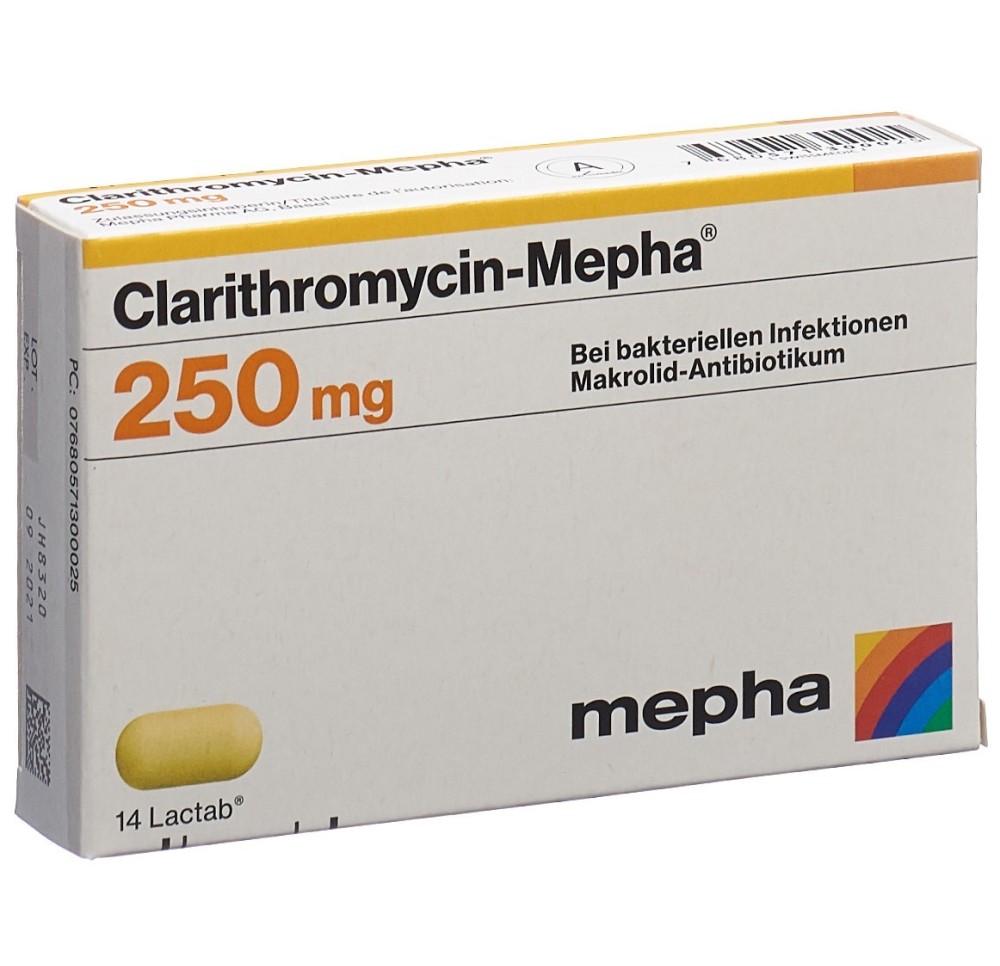 CLARITHROMYCIN Mepha Lactab 250 mg 14 pce CLARITHROMYCIN Mepha Lactab 250 mg 14 pce
