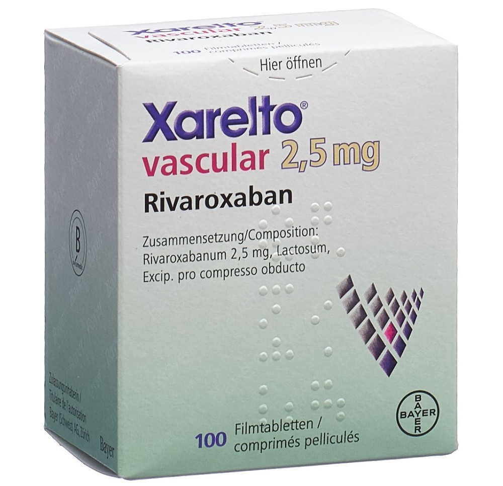 XARELTO vascular cpr pell 2.5 mg bte 100 pce XARELTO vascular cpr pell 2.5 mg bte 100 pce