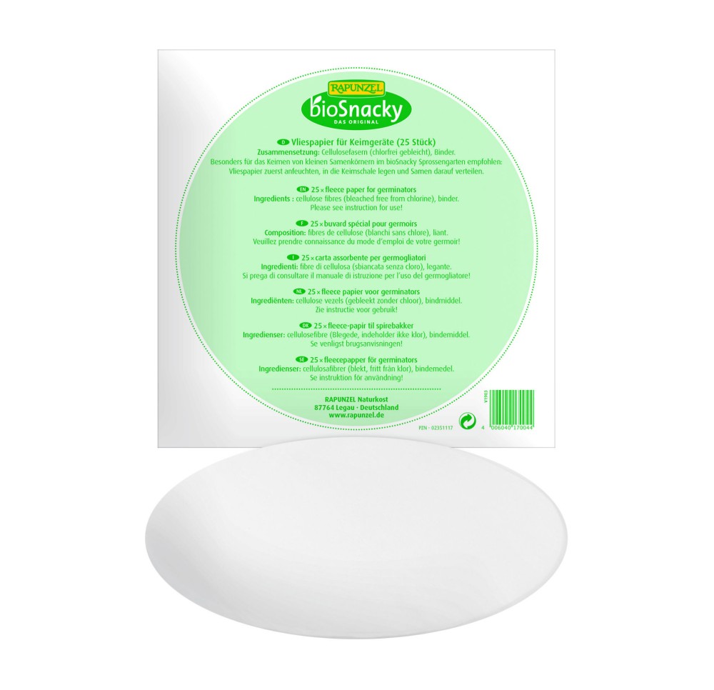 BIOSNACKY Buvard spécial pour germoirs 25 pce BIOSNACKY Buvard spécial pour germoirs 25 pce
