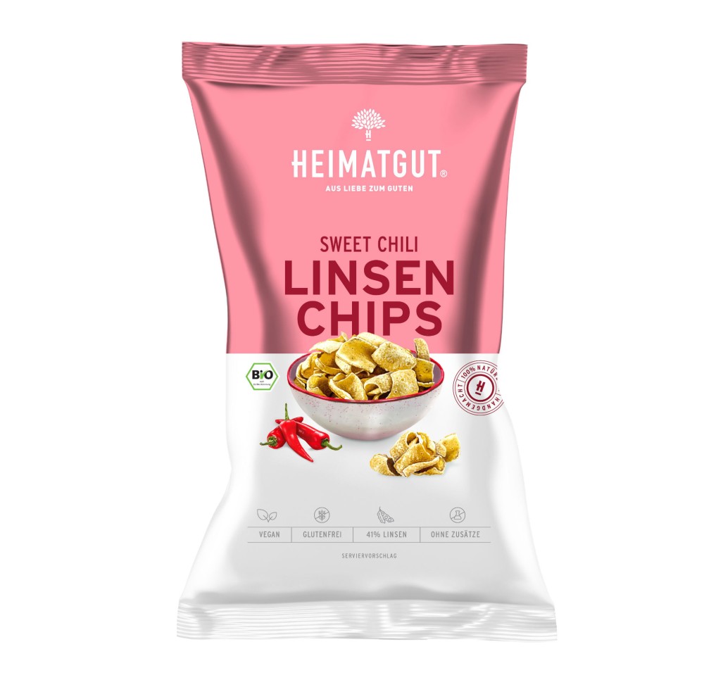 HEIMATGUT Chips de lentilles Sweet Chili bio 75 g HEIMATGUT Chips de lentilles Sweet Chili bio 75 g
