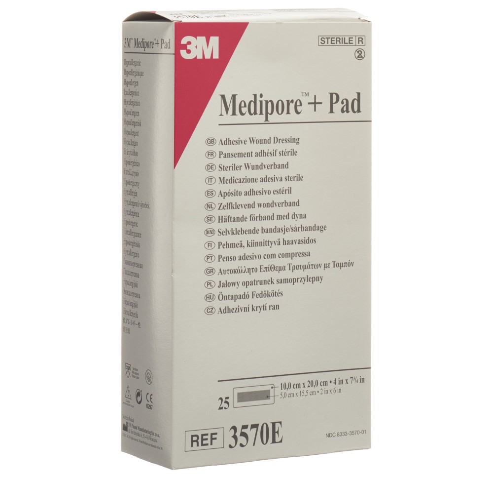 3M MEDIPORE+PAD 10x20cm compresse 5x15.5cm 25 pce 3M MEDIPORE+PAD 10x20cm compresse 5x15.5cm 25 pce