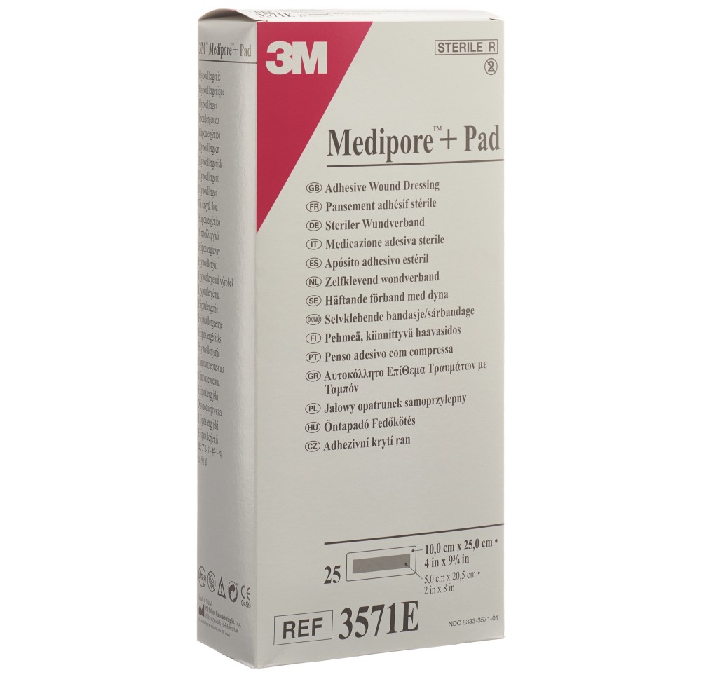 3M MEDIPORE+PAD 10x25cm compresse 5x20.5cm 25 pce 3M MEDIPORE+PAD 10x25cm compresse 5x20.5cm 25 pce