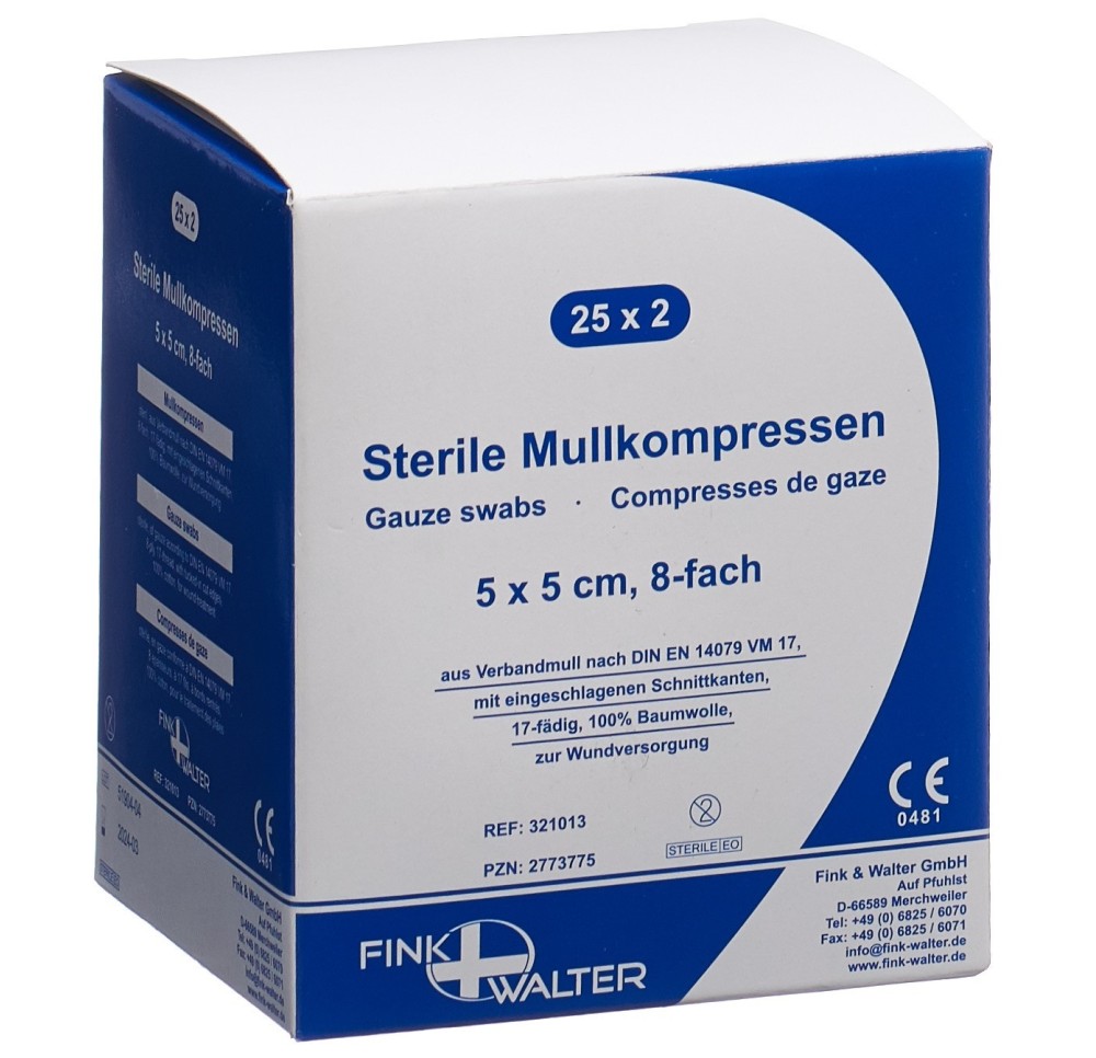 FIWA komp compresses de gaze 5x5cm stér 25 x 2 pce