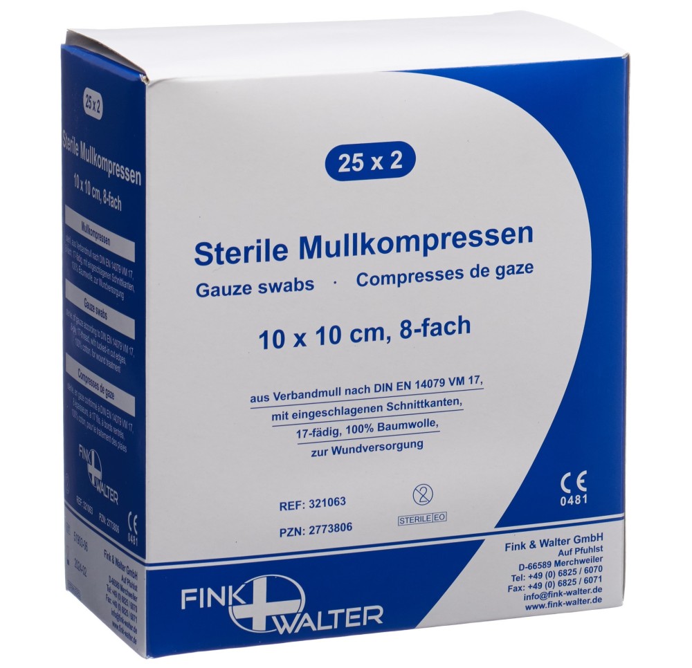FIWA komp compresses gaze 10x10cm stér 25 x 2 pce