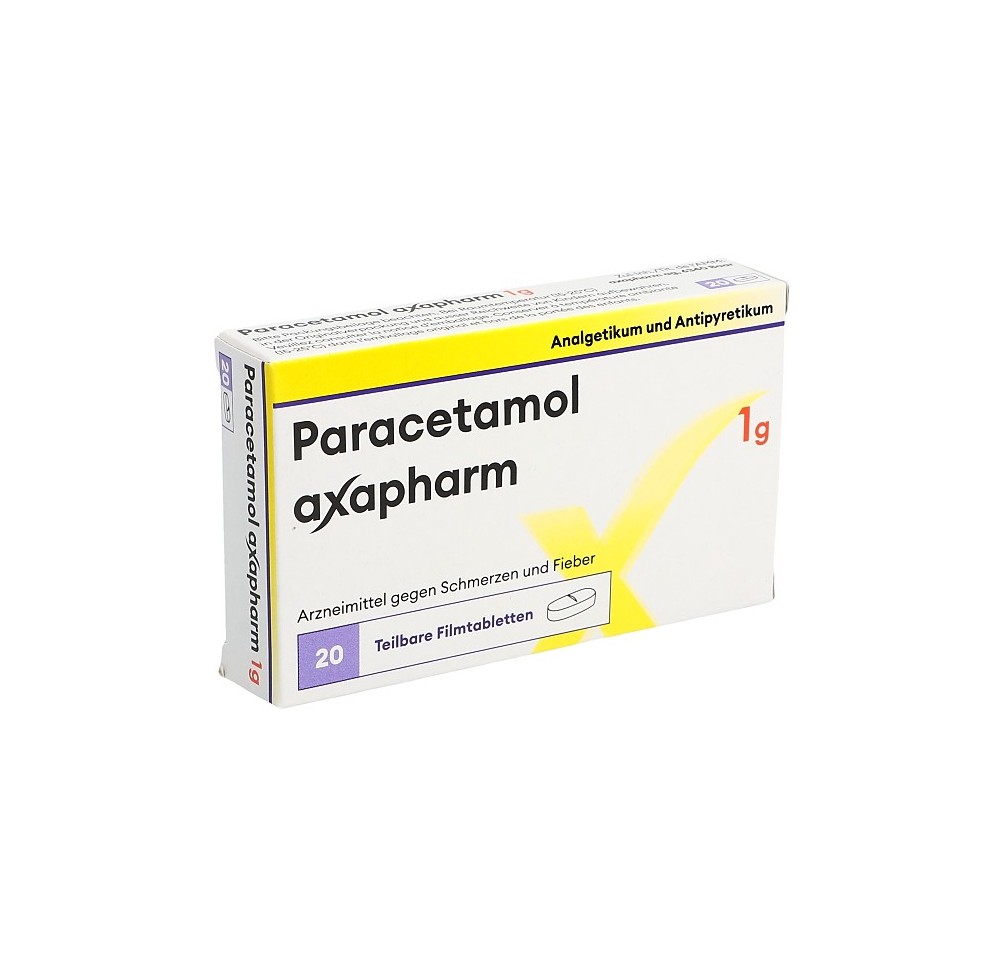 PARACETAMOL axapharm cpr pell 1 g 20 pce PARACETAMOL axapharm cpr pell 1 g 20 pce