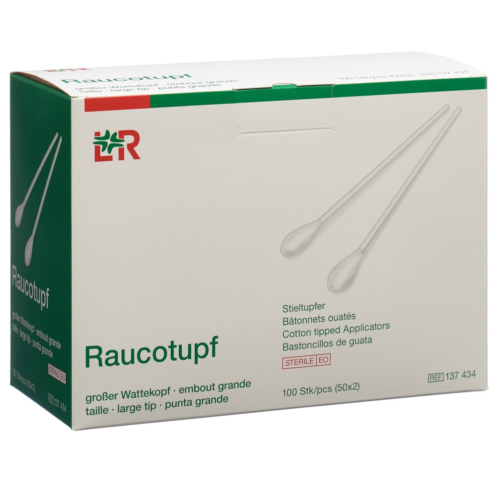 RAUCOTUPF bâtonn coton 15cm gra stérile 50 x 2 pce RAUCOTUPF bâtonn coton 15cm gra stérile 50 x 2 pce