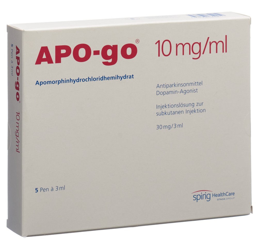 APO-GO sol inj 30 mg/3ml pen 5 x 3 ml APO-GO sol inj 30 mg/3ml pen 5 x 3 ml