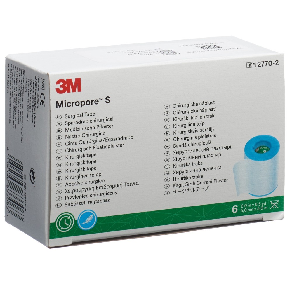 3M MICROPORE S sparadrap silic 5cmx5m 6 pce