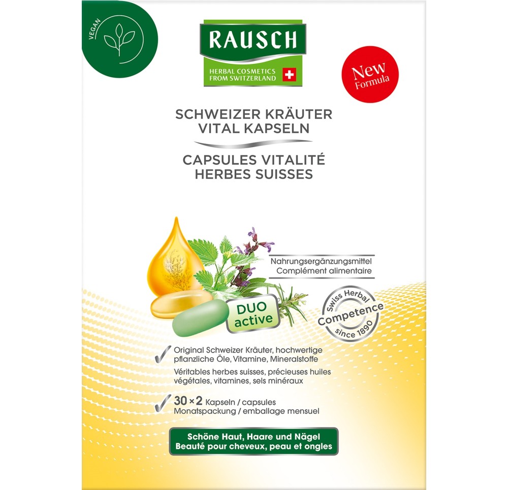 RAUSCH capsules vitalité herbes suisses 2 x 30 pce RAUSCH capsules vitalité herbes suisses 2 x 30 pce