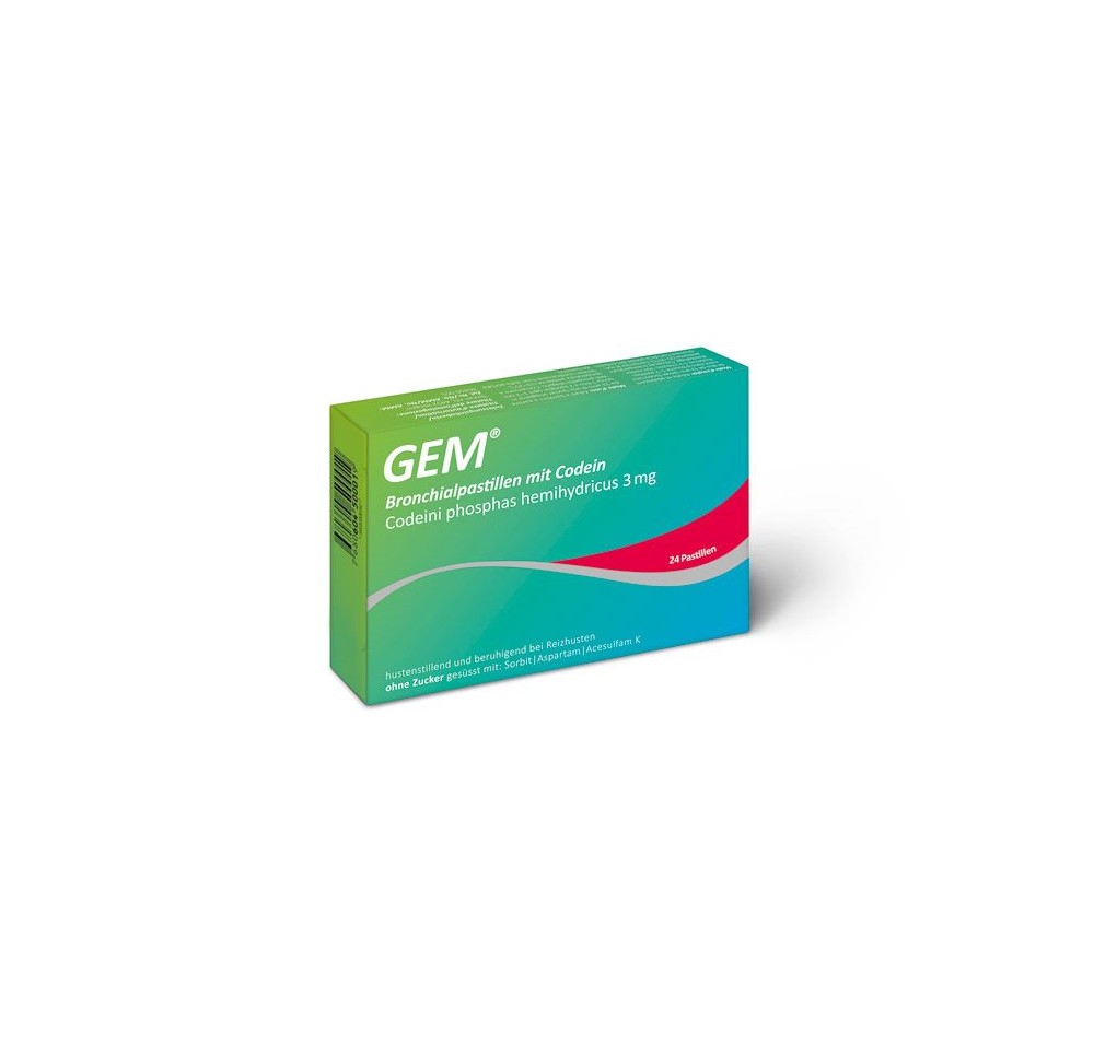 GEM pastilles bronches avec codéine 24 pce GEM pastilles bronches avec codéine 24 pce