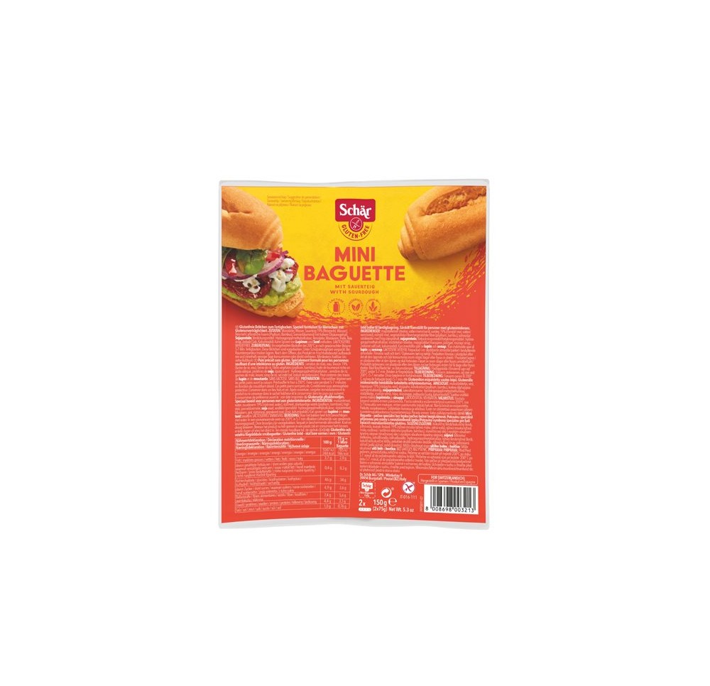 SCHÄR baguette mini sans gluten 2 x 75 g SCHÄR baguette mini sans gluten 2 x 75 g