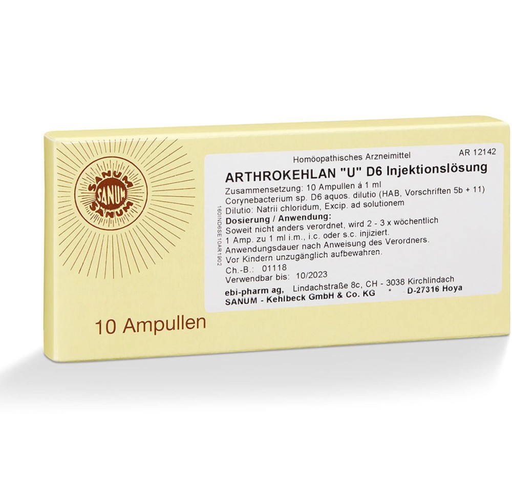 SANUM arthrokehlan U sol inj 6 D 10 amp 1 ml