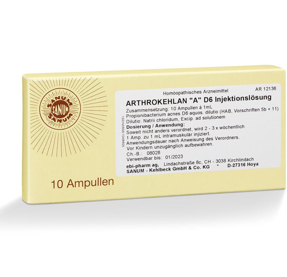 SANUM arthrokehlan A sol inj 6 D 10 amp 1 ml