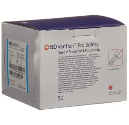 BD VENFLON pro safety 22G 0.9x25mm bleu 50 pce