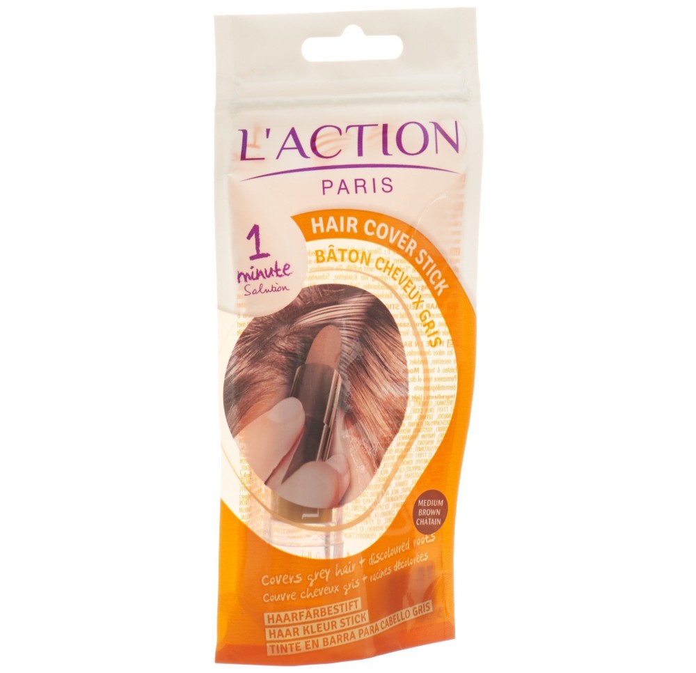 L'ACTION COSMETIQUE bâtonnet cheveux gris chatain L'ACTION COSMETIQUE bâtonnet cheveux gris chatain