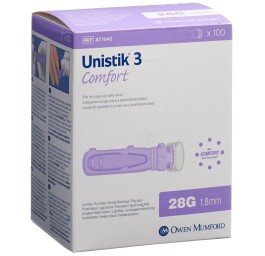 UNISTIK 3 lancettes Comfort 28G (1.8mm) 100 pce