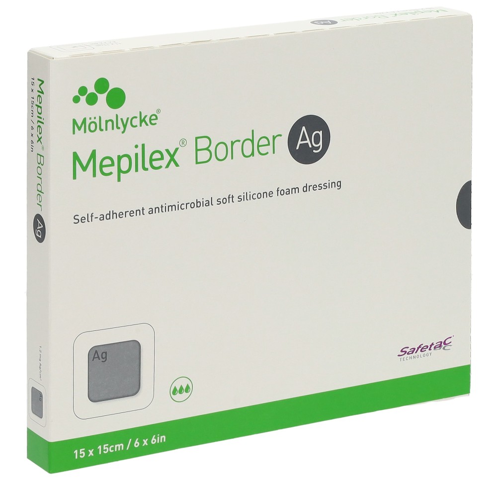 MEPILEX Ag Border pans hydrocell 15x15cm 5 pce
