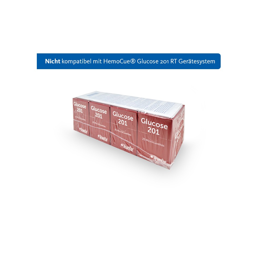 HEMOCUE microcuvet glucose 201RT plasma 4 x 25 pce