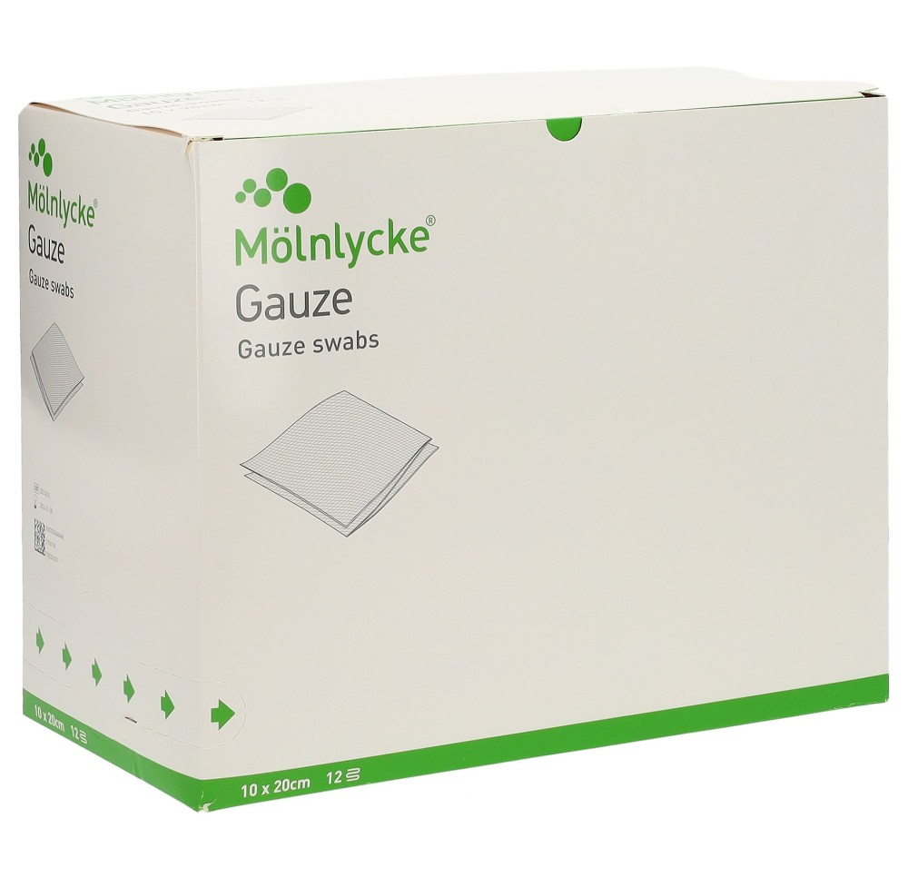 MÖLNLYCKE compr gaze 10x20cm 12cou st 50 x 2 pce