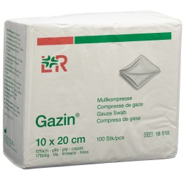 GAZIN compresses gaze 10x20cm 12p/17f s RX 100 pce