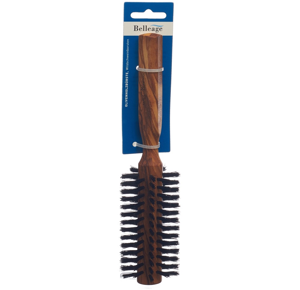 BELLEAGE brosse à cheveux bois olivier ronde