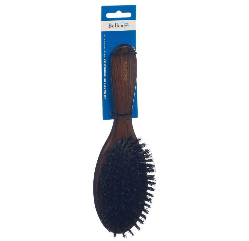 BELLEAGE brosse bois tête caoutc foncé ovale