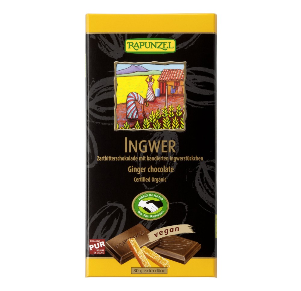 RAPUNZEL chocolat amèr-surfin gingembre bio 80 g RAPUNZEL chocolat amèr-surfin gingembre bio 80 g
