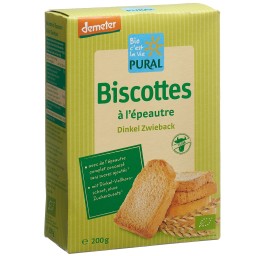 PURAL biscottes l'épeautre sa sucre demeter 200 g