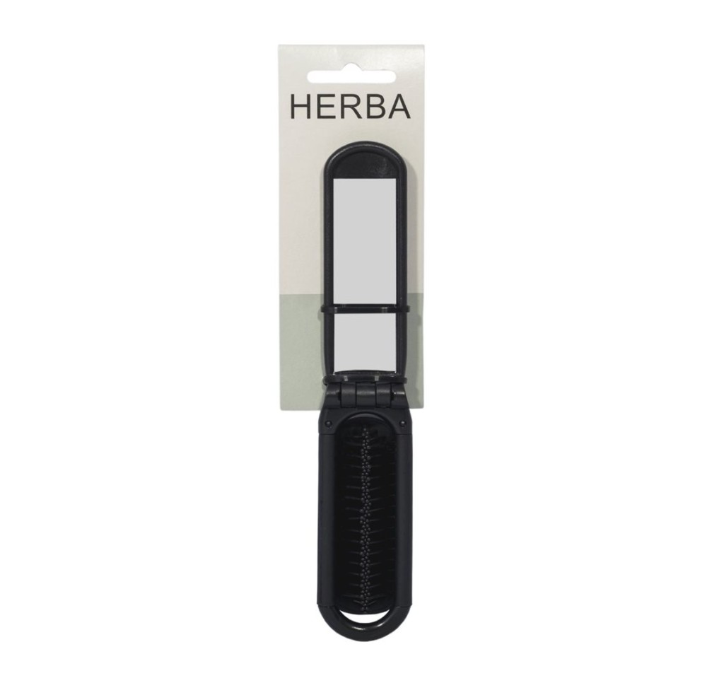 HERBA brosse pliable avec miroir noir