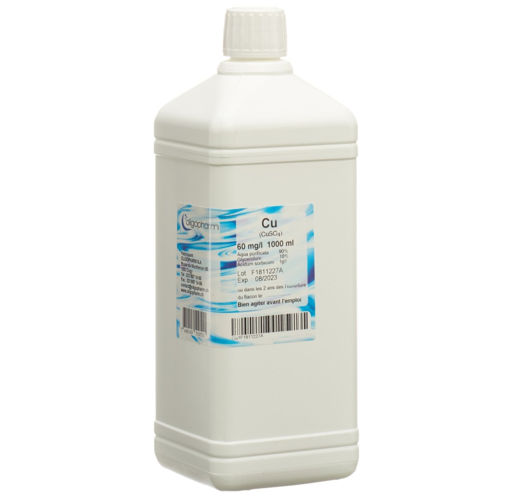 OLIGOPHARM cuivre sol 60 mg/l 1000 ml