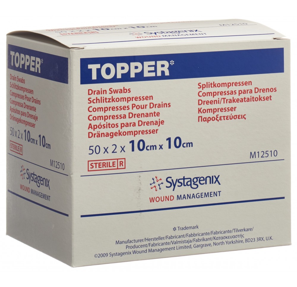 TOPPER compr prédéc 10x10cm stér 50 sach 2 pce