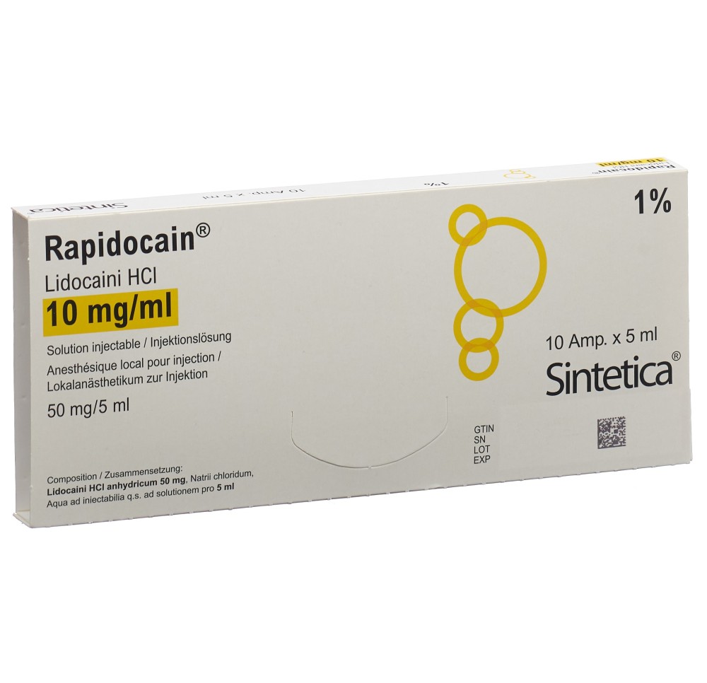 RAPIDOCAIN 50 mg/5ml s cons 10 amp 5 ml RAPIDOCAIN 50 mg/5ml s cons 10 amp 5 ml