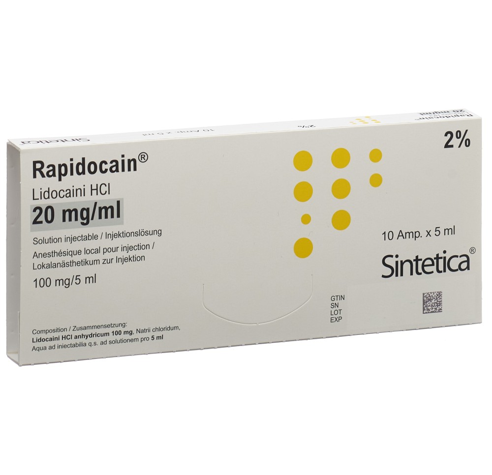 RAPIDOCAIN 100 mg/5ml s cons 10 amp 5 ml RAPIDOCAIN 100 mg/5ml s cons 10 amp 5 ml
