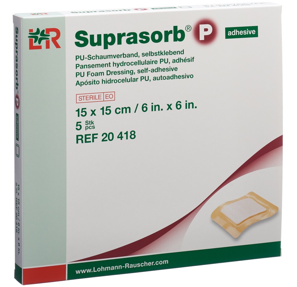 SUPRASORB P pansement mousse 15x15cm adhé 5 pce SUPRASORB P pansement mousse 15x15cm adhé 5 pce