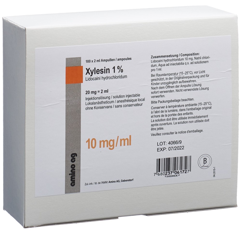 XYLESINE sol inj 20 mg/2ml 100 amp 2 ml