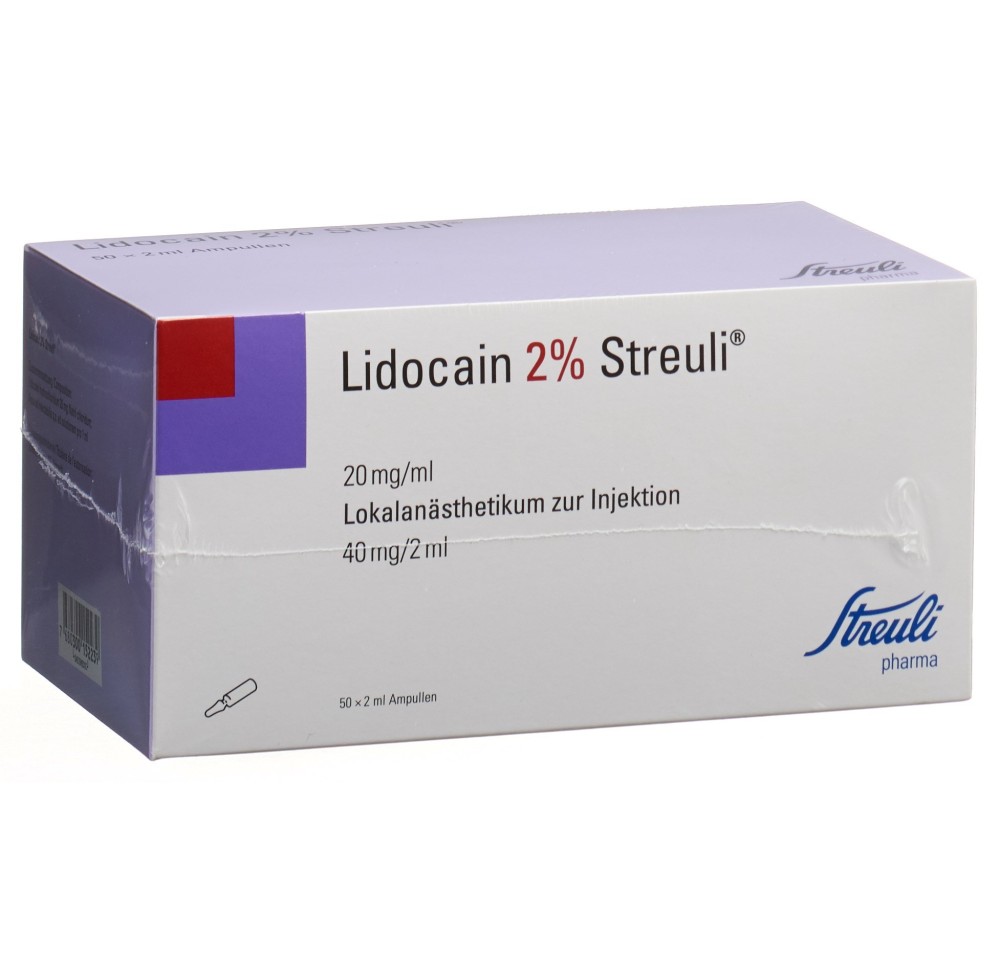LIDOCAÏNE Streuli 2% 40 mg/2ml 50 amp 2 ml LIDOCAÏNE Streuli 2% 40 mg/2ml 50 amp 2 ml
