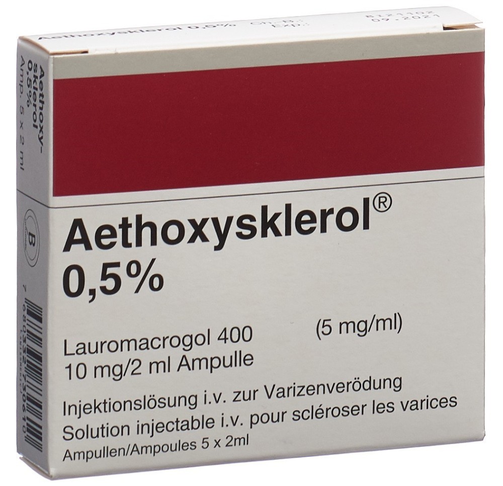 AETHOXYSKLEROL sol inj 0.5 % 5 amp 2 ml