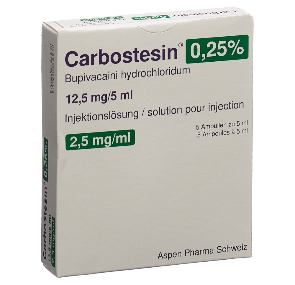 CARBOSTESIN 0.25% sol inj 12.5 mg/5ml 5 amp 5 ml CARBOSTESIN 0.25% sol inj 12.5 mg/5ml 5 amp 5 ml
