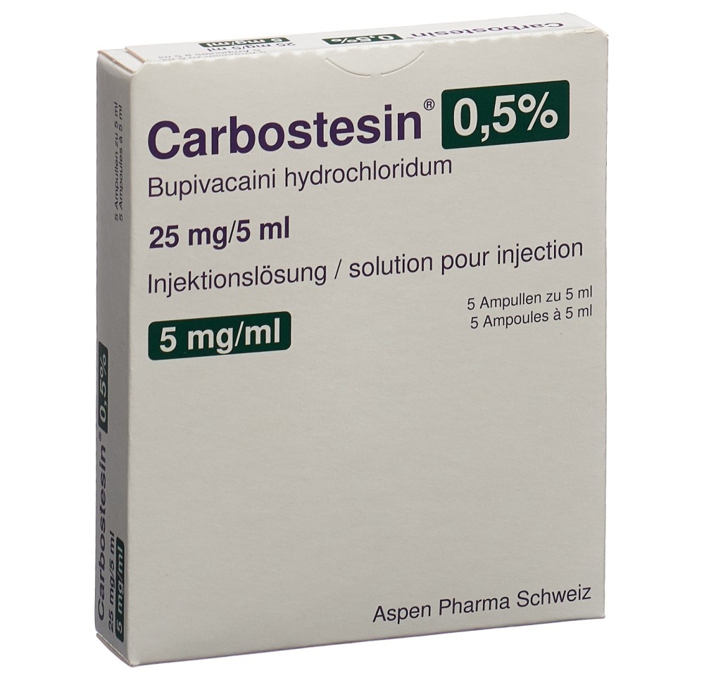 CARBOSTESIN 0.5% sol inj 25 mg/5ml 5 amp 5 ml CARBOSTESIN 0.5% sol inj 25 mg/5ml 5 amp 5 ml