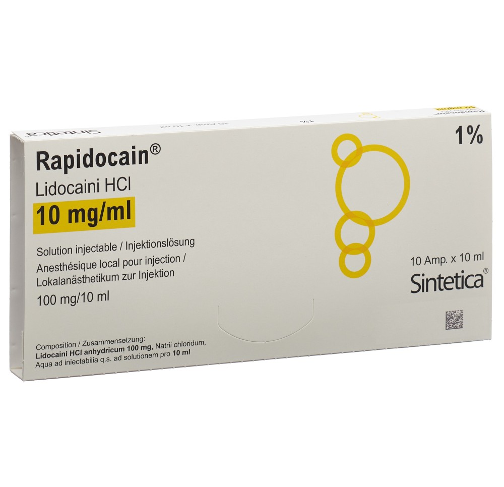 RAPIDOCAIN 100 mg/10ml s cons 10 amp 10 ml RAPIDOCAIN 100 mg/10ml s cons 10 amp 10 ml