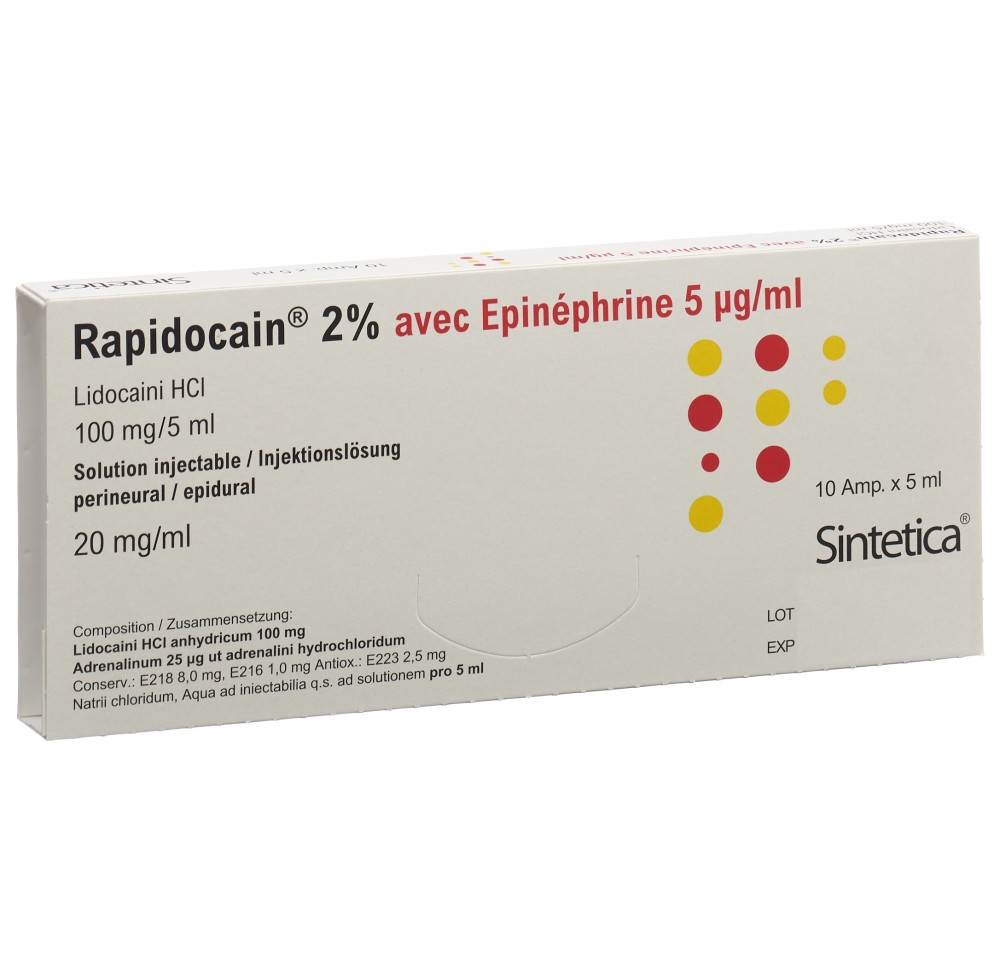 RAPIDOCAIN 20 mg/ml + Epin 5 mcg/ml 10 amp 5 ml RAPIDOCAIN 20 mg/ml + Epin 5 mcg/ml 10 amp 5 ml