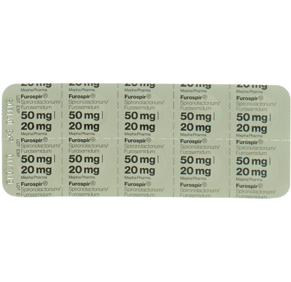 FUROSPIR Lactab 50mg/20mg 50 pce FUROSPIR Lactab 50mg/20mg 50 pce
