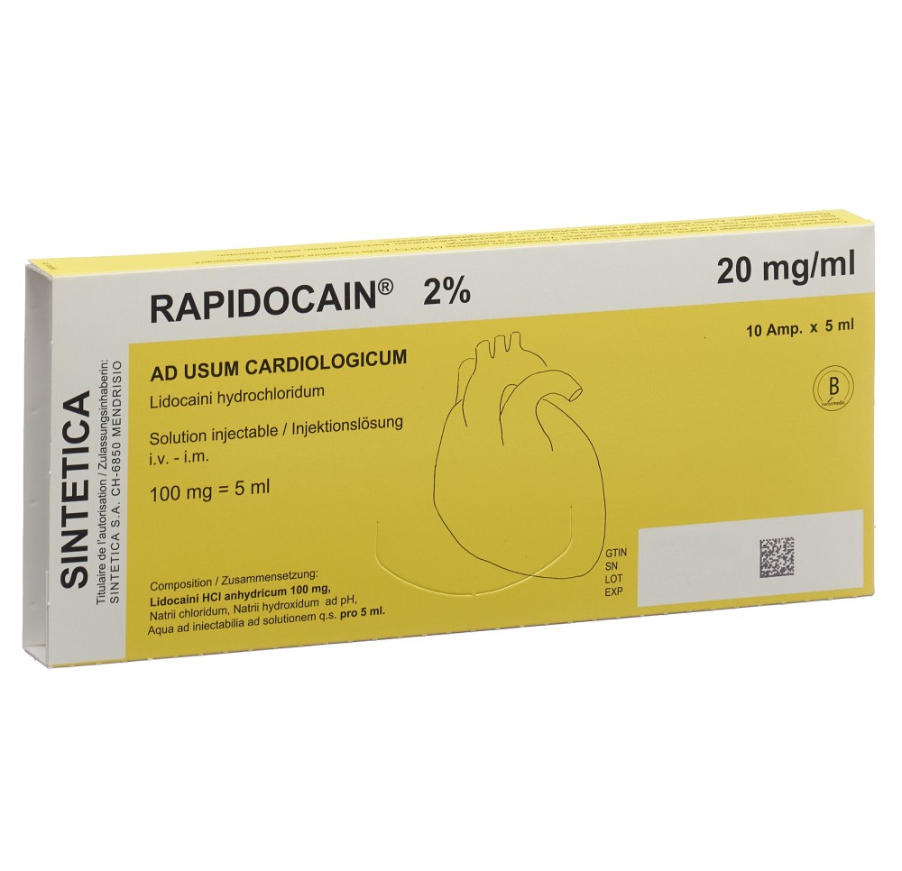 RAPIDOCAIN Cardio 2% 100 mg/5ml 10 amp 5 ml RAPIDOCAIN Cardio 2% 100 mg/5ml 10 amp 5 ml
