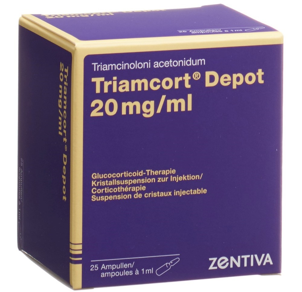 TRIAMCORT Dépôt susp crist 20 mg/ml 25 amp 1 ml TRIAMCORT Dépôt susp crist 20 mg/ml 25 amp 1 ml