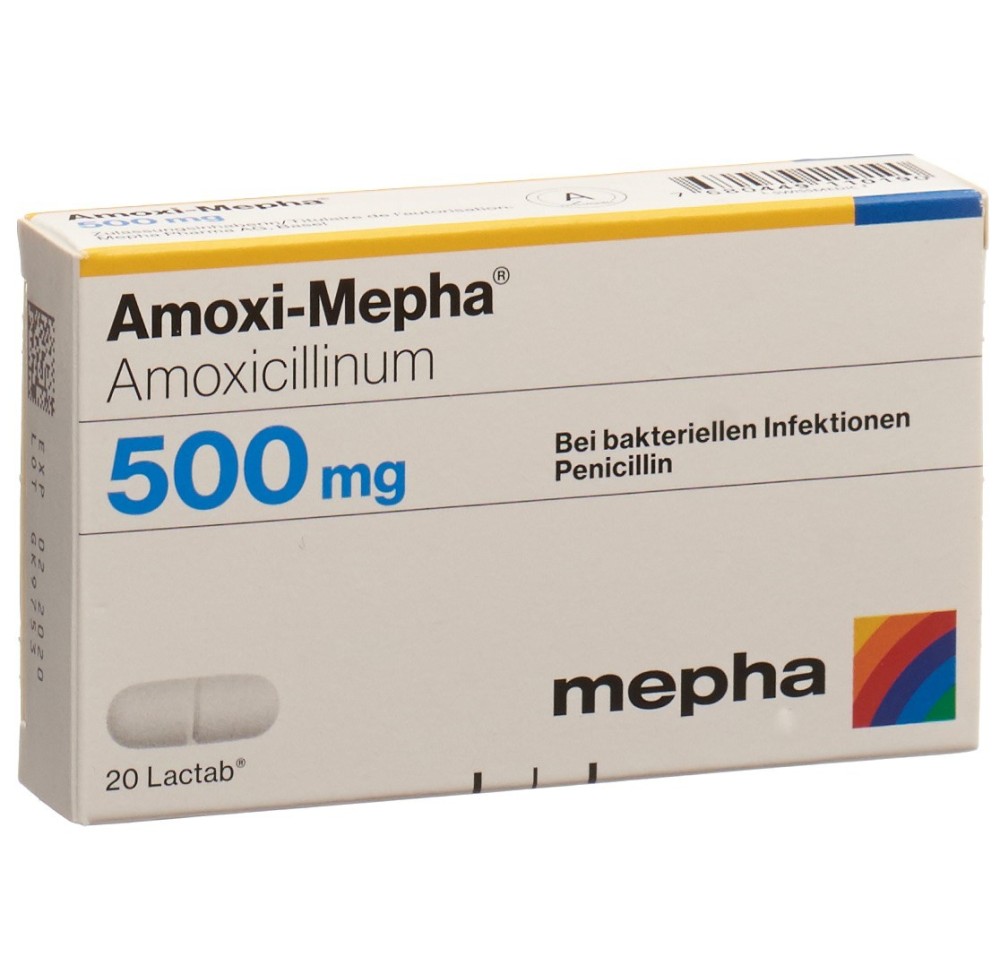 AMOXI Mepha Lactab 500 mg 20 pce AMOXI Mepha Lactab 500 mg 20 pce