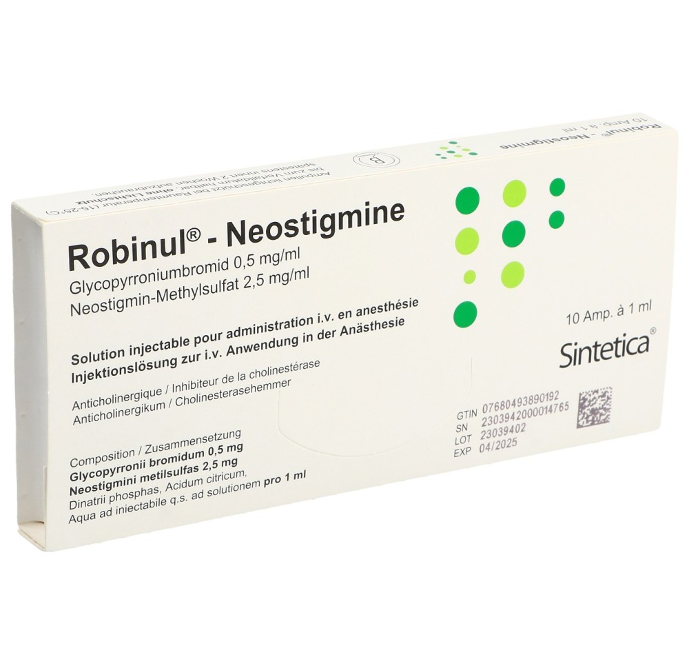 ROBINUL Néostigmine sol inj 10 amp 1 ml ROBINUL Néostigmine sol inj 10 amp 1 ml