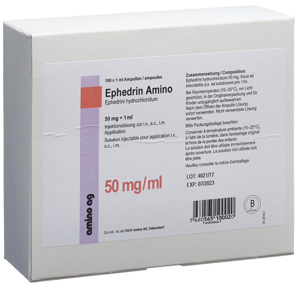 EPHEDRIN Amino sol inj 50 mg/ml 100 amp 1 ml EPHEDRIN Amino sol inj 50 mg/ml 100 amp 1 ml