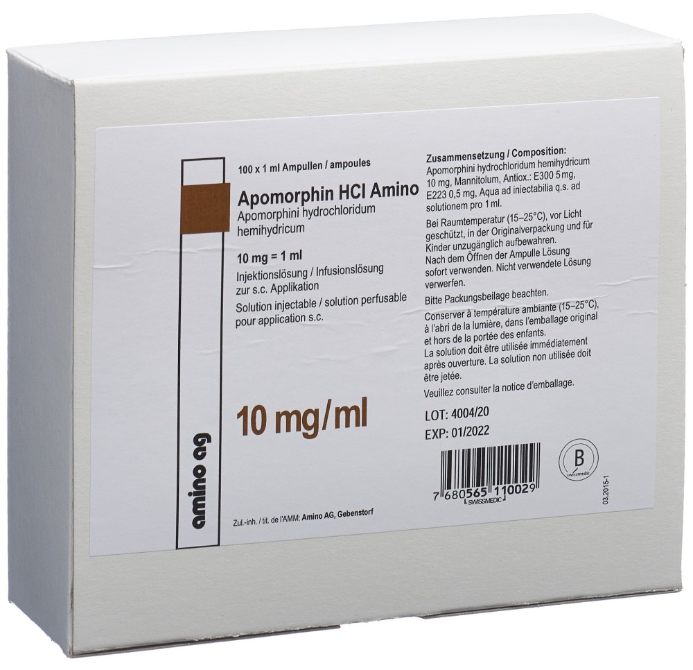 APOMORPHIN HCL Amino 10 mg/ml 100 amp 1 ml