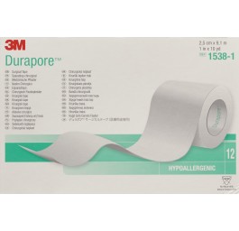 3M Durapore sparadrap en soie 25mmx9.14m 12 pce