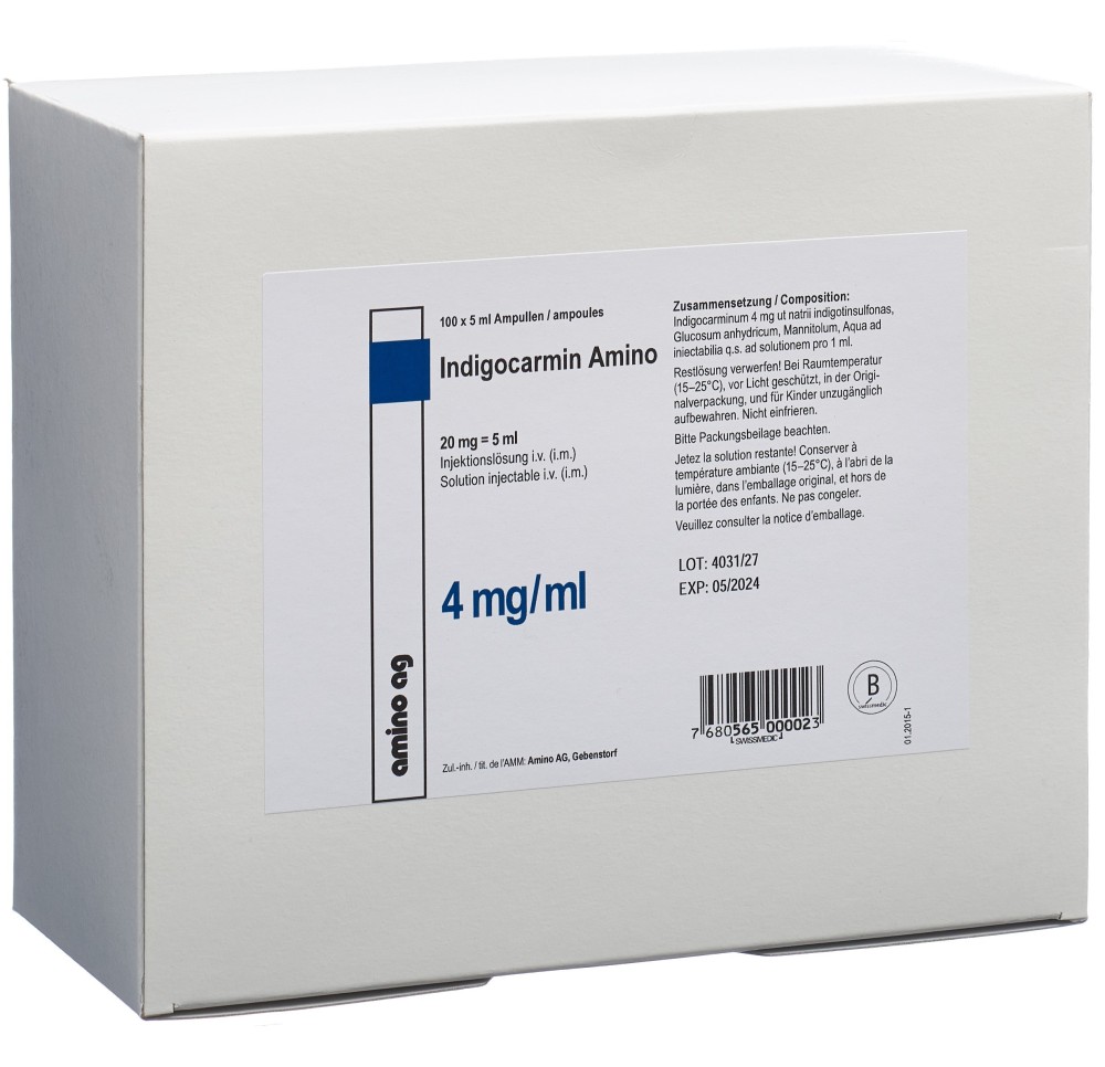 INDIGOCARMIN Amino 20 mg/5ml 100 amp 5 ml